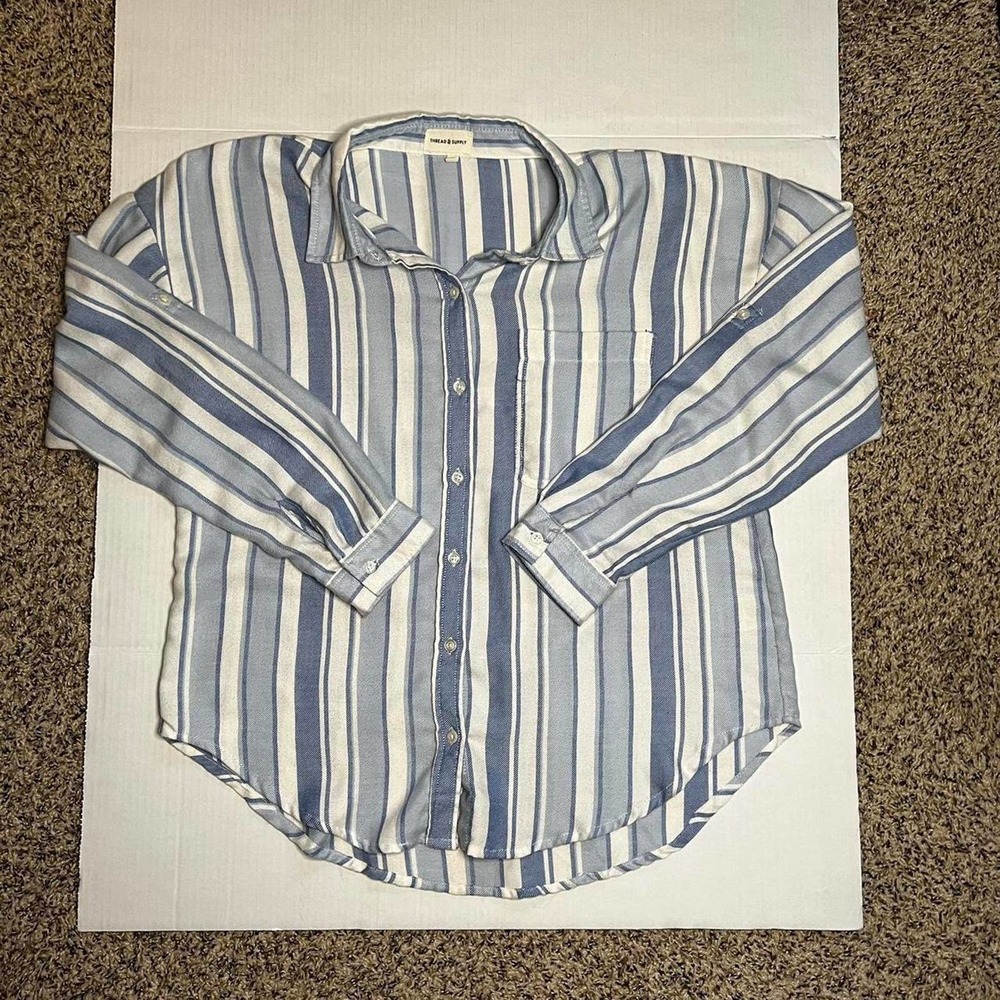 Thread and Supply Blue and White Button Up - Picture 2 of 4